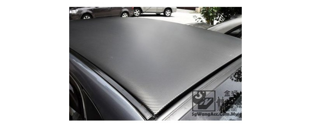 Carbon sticker applied on car roof top